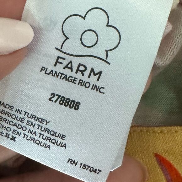 Farm Rio Anthropologie Slim Fringe Mini Dress Sun Motif Yellow Size XL NWT - Picture 7 of 8